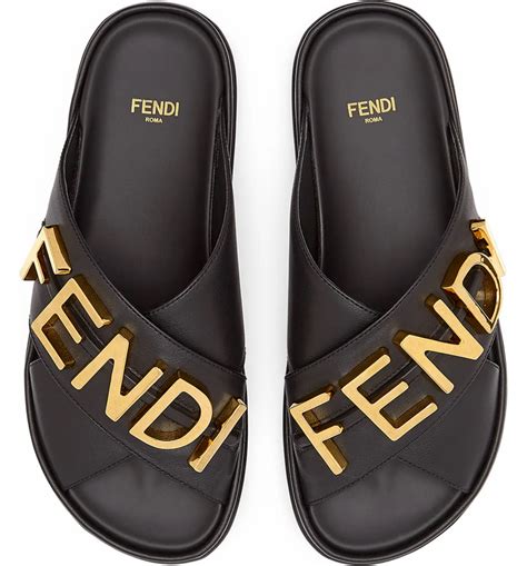 fendi plaque slides|farfetch fendi sandals.